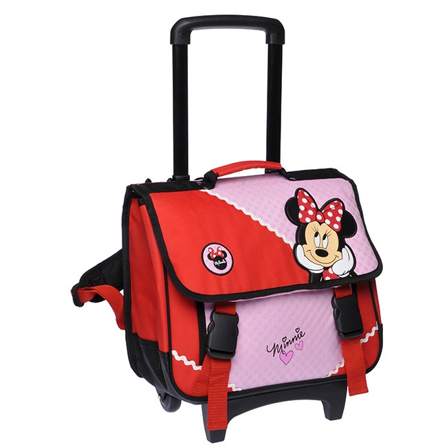 Cartable Minnie 38cm À Roulettes Rose ET Rouge